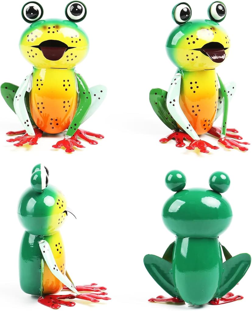 Metal Garden Decor Yard Art for Outside Set of 2 Cute Big Frogs Lawn Patio Ornaments Backyard Decorations Garden Gifts for Mom - (Yellow,Green)