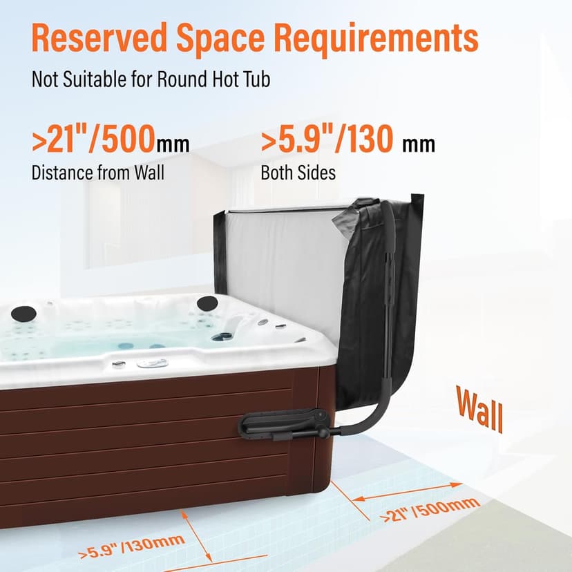 Cover Lifter, Hot Tub Cover Lifter, Pivot Top Mount Spa & Hot Tub Cover Lift Removal System Reinforced Brackets with 3 Hook Towel Rack,Fit for Most Spa Hot Tubs，Hot Tub Width Below 96"