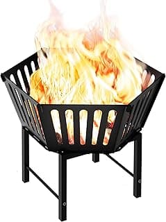 22.5 Inch Portable Plug Fire Pit for Camping, Heightened Detachable Outdoor Wood Burning Firepits for Outside Patio Heating, Picnic, Bonfire and BBQ with Carrying Bag, Vertical Hollow Style