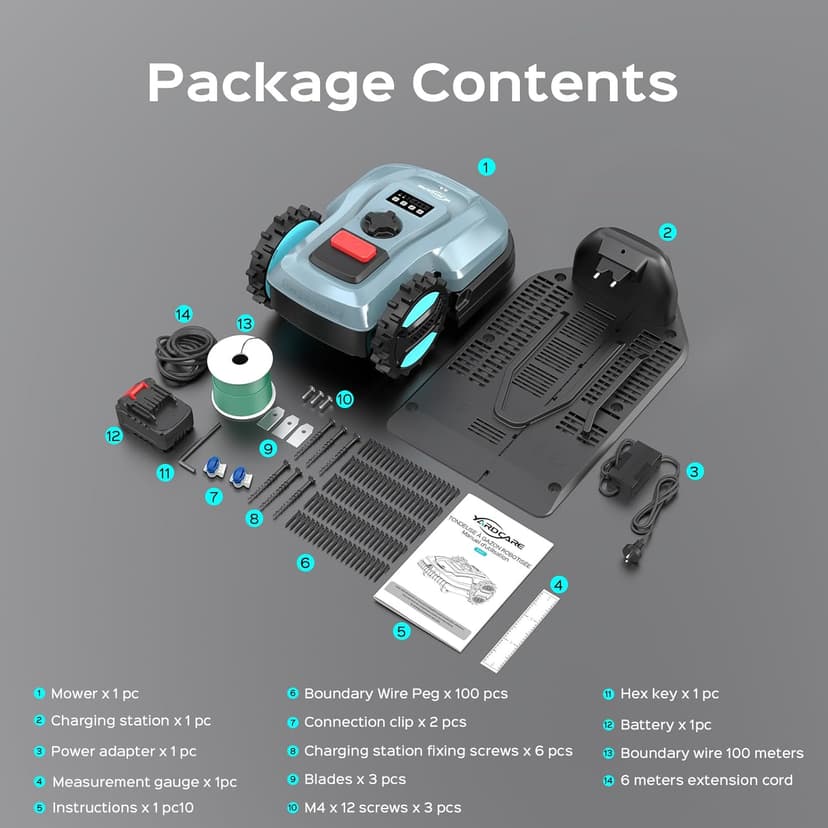 Robotic Lawn Mower, Smart Robot Lawnmower with Obstacle Avoidance, Scheduled Cutting, Self-Charging, Height Adjustment, Ideal for Small to Medium Lawns (Up to 4300 sq.ft)