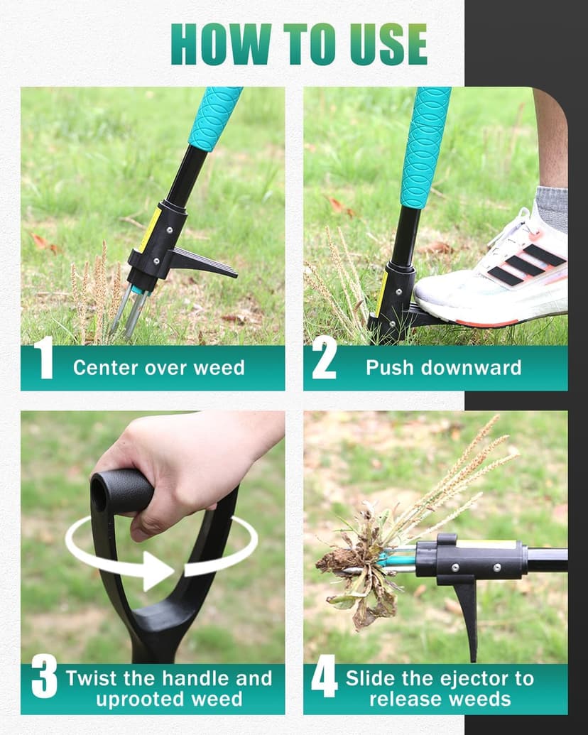 Breeze Touch 39" Weed Pulling Tool, 3-Claw Detachable Weed Puller Tool with Long Handle, Heavy Duty Stand Up Weeder Weeding Tool for Lawn, Yard, Garden, Crabgrass, Dandelion Picker, Weed Remover