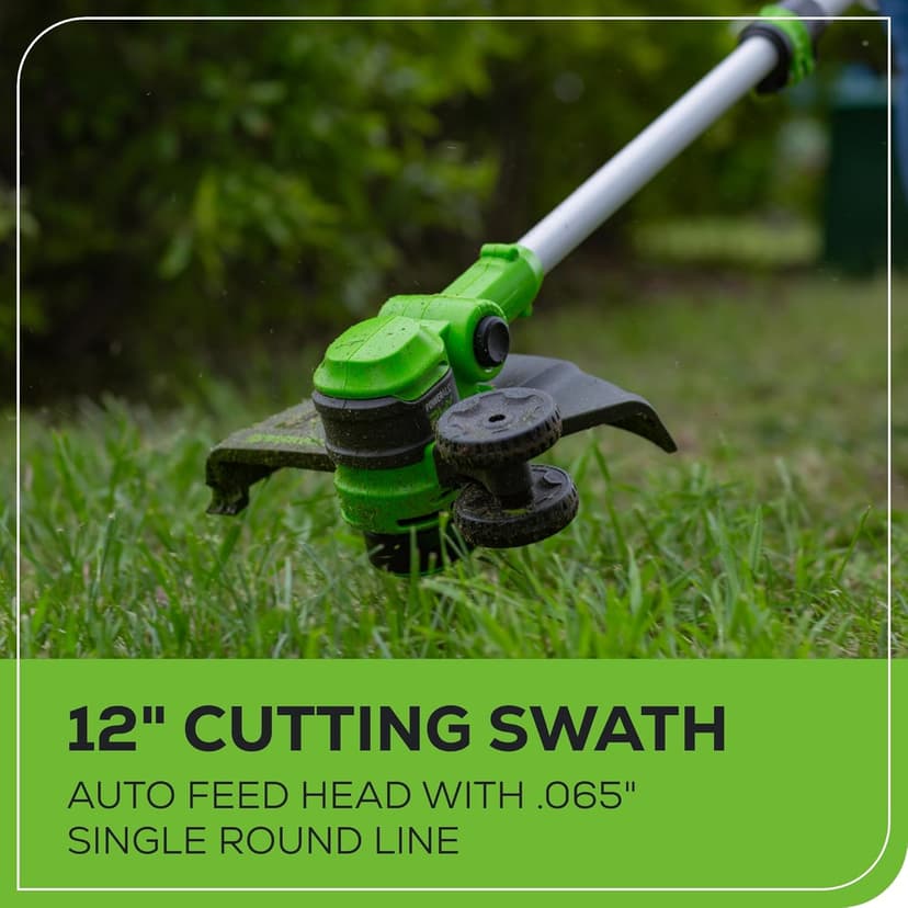 GreenWorks 24V Cordless String Trimmer/Edger (Gen 2), 12" Cutting Width, Ultra-Light 6 lbs Design, Women & Senior-Friendly, 2.0Ah Battery & Charger