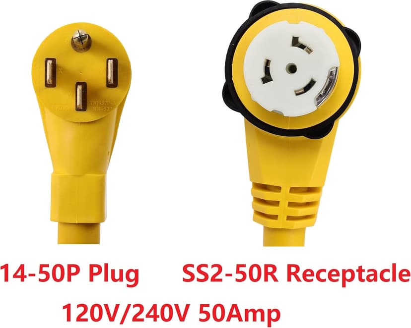 ONETAK 14-50P to SS2-50R 6FT Right Angle 90 Degree 120V/240 50 Amp 4 Prong Male to Twist Lock Receptacle Generator RV Marine Shore Boat Power Cord Adapter