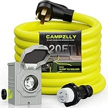 50 Amp Generator Cord 20FT and Power Inlet Box, NEMA 14-50P Male to SS2-50R 125/250V Twist Lock Connector with Pre-Drilled NEMA SS2-50P Generator Inlet Box for Generator to House, ETL Listed