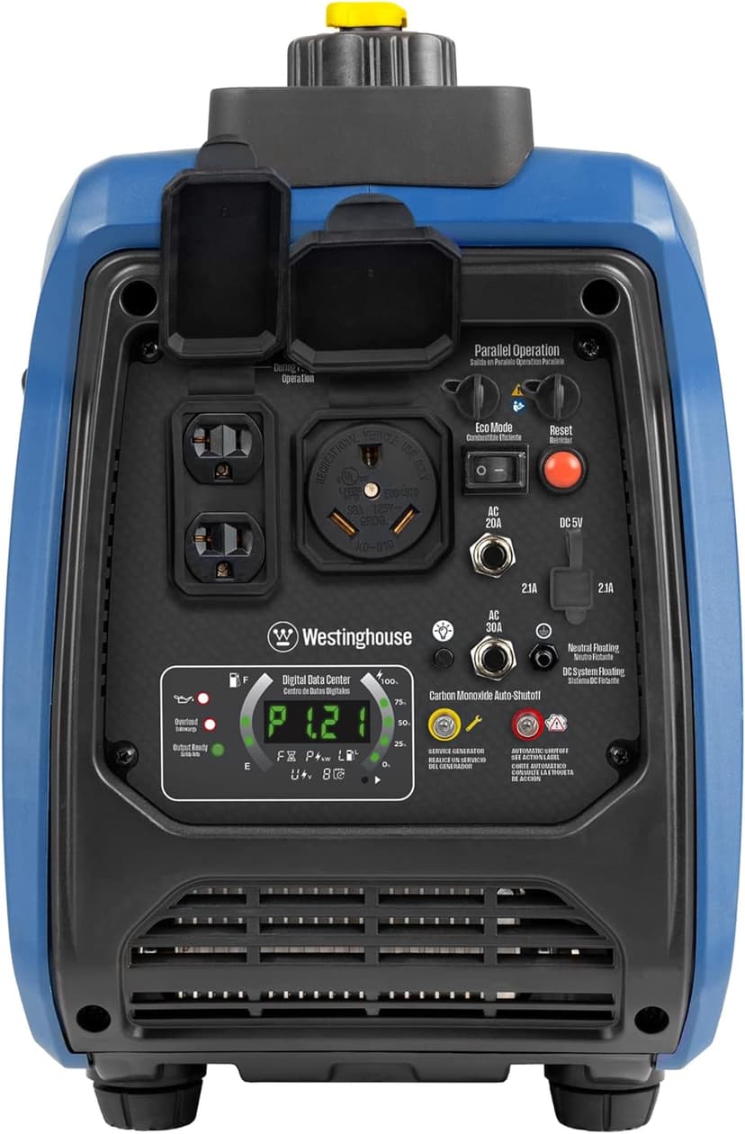 Westinghouse 2550 Peak Watt Super Quiet & Lightweight Portable Inverter Generator, RV Ready 30A Outlet, Gas Powered, CO Sensor, Parallel Capable, Long Run Time,Blue