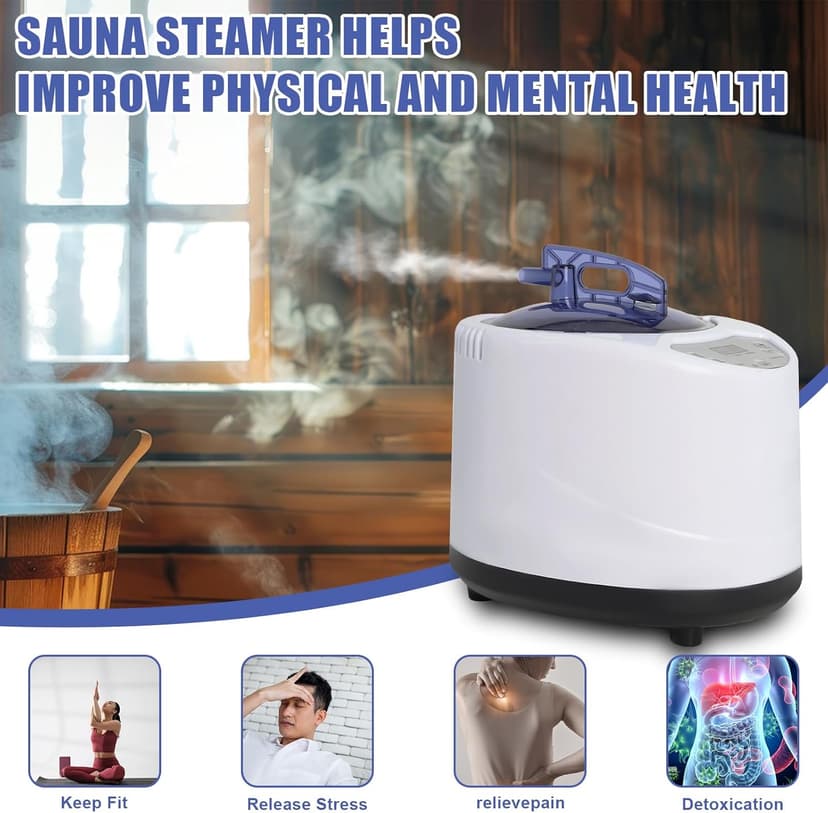 2.6L Sauna Steamer Machine, Portable Steam Generator Sauna Steamer with Remote Control, Sauna Steamer Pot for Home Shower Spa 1000w