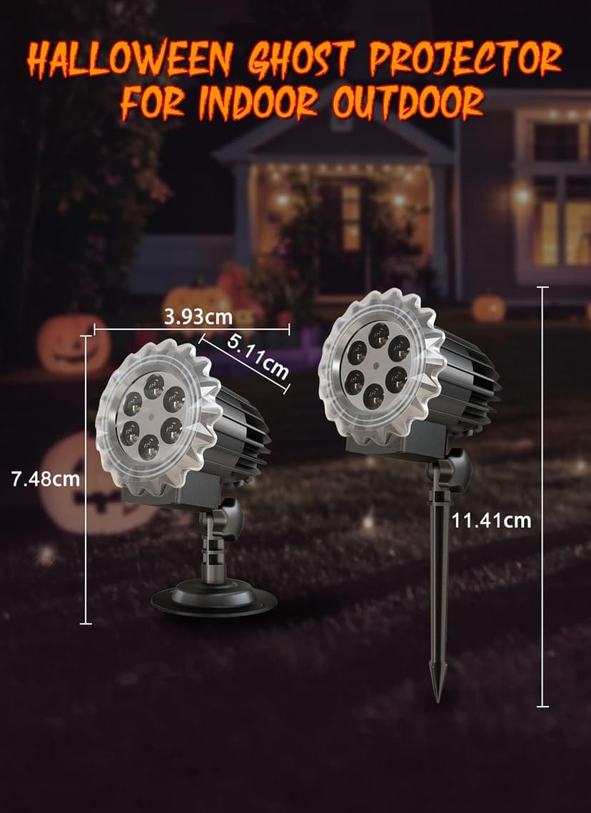 Minetom Halloween Projector Lights Outdoor, Rotating Ghost Projector Halloween, Waterproof Halloween Light Projector Landscape Lights for Outdoor Indoor, Yard, Patio, Garden, Party Decor