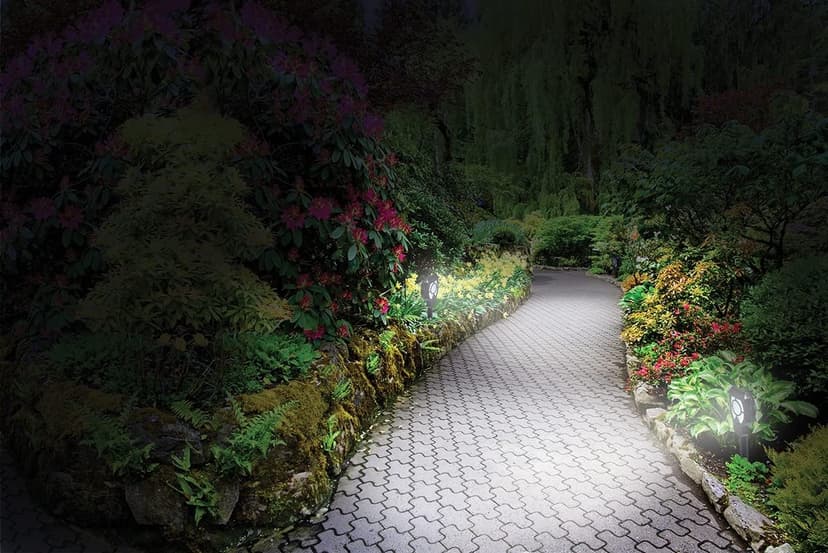 Good Earth Lighting Battery Operated LED Landscape Path or Deck Lights in Bronze, Motion Sensor with Auto Off, 50 Lumens, 5000K Color Temperature, Set of 2 Lights