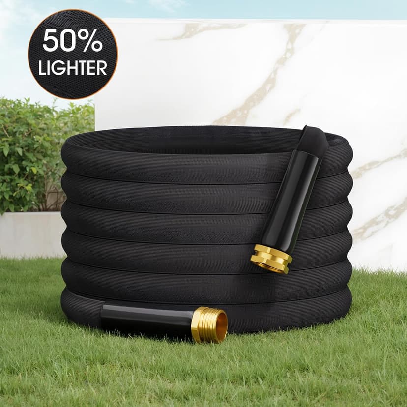 2025 Upgraded Non-Expanding Garden Hose, Lightweight, Flexible Ultra-Light Water Hose, Burst-Resistant, Lead-Free, Anti-Kink, High-Pressure (50 FT)