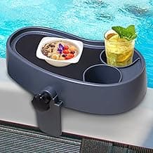 Adjustable Hot Tub Tray with 2 Cup Holders, Stable, Heavy-Duty, Nonslip Drink Holder for Aboveground Bathtub, Spa with Wall Thickness Of 2'' to 7.5''