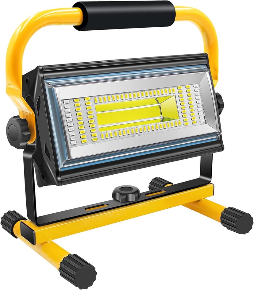 100W COB Rechargeable Work Light, 7000LM Cordless LED Work Lights, Waterproof Portable Flood Light with Stand for Outdoor Camping, Hiking, Garage, Car Repairing, Workshop Job Site Lighting