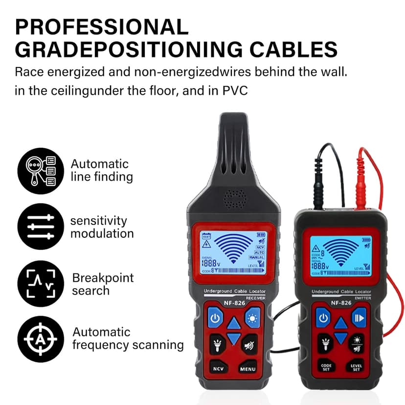 Underground Cable Tester Locator, Metal Pipe Detector, Wire Tracker Tool, Wall and Underground Wires Cables Water and Gas Pipeline Detector, Short Circuit Breaker Tester