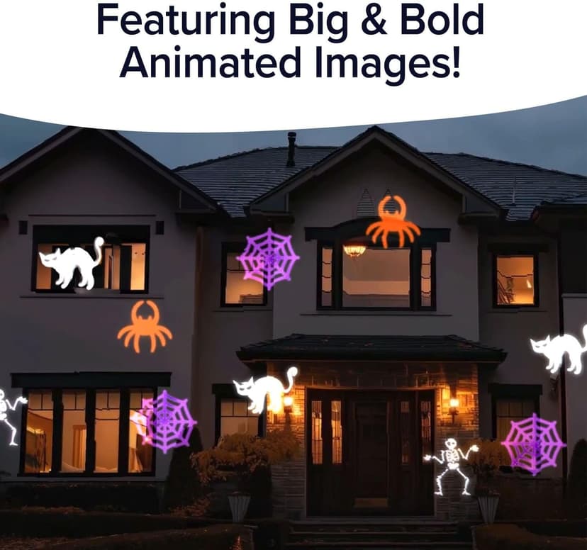 Star Shower Show LED Projector, AS-SEEN-ON-TV, Showcase Your Home With Full-Color Holiday, Use 2 or More for Spectacular Results, Hassle-Free, Includes 6 Halloween Slides, 7 In, Orange