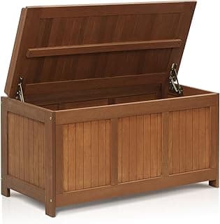 Furinno FG17685 Tioman Outdoor Patio Furniture Hardwood Deck Box in Teak Oil, Natural