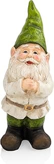Alpine Corporation - 12" Tall Outdoor Garden Gnome Yard Statue Decoration – Playful Resin Gnome with Earthtone Colors - Durable, Weatherproof Lawn Sculpture for Patio, Deck, Yard