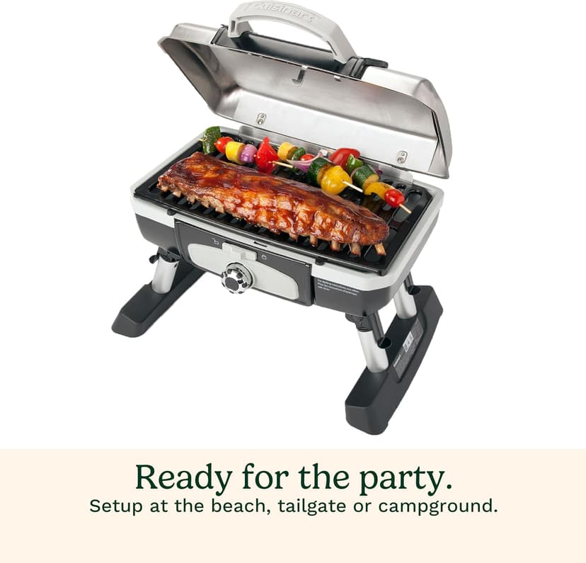 Cuisinart CGG-180TS Petit Gourmet Portable Tabletop Gas Grill, Stainless Steel