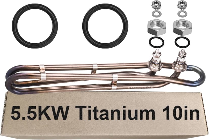 5.5kw Titanium Hot Tub Heater Element for Balboa Spa Heater Element，Flo-Thru Universal Hot Tub Heater Replacement Element（10 in）