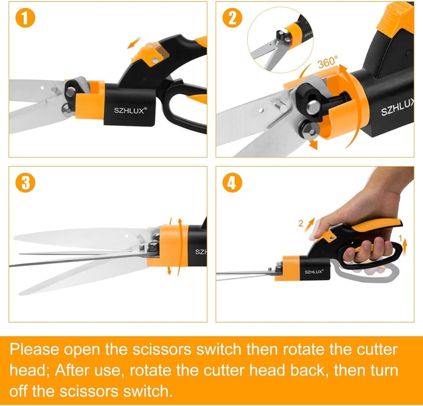SZHLUX Grass Shears 360-Degree Swivel Blades (Orange)