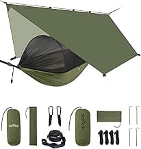 Sunyear Camping Hammock with Net - Double&Single Hammock with House-Like Net- Easy Setup & Pack, Lightweight & Portable, Perfect for Hiking, Backpacking, Outdoor Sleeping