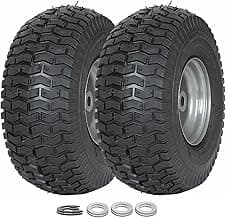 (2 Pack) WEIZE 15x6.00-6 Tire and Wheel Assembly, Replacement Riding Lawn Mower Front Tires, Compatible with Craftsman Riding Lawn Mowers, 3" centered Hub, 3/4" Bushing
