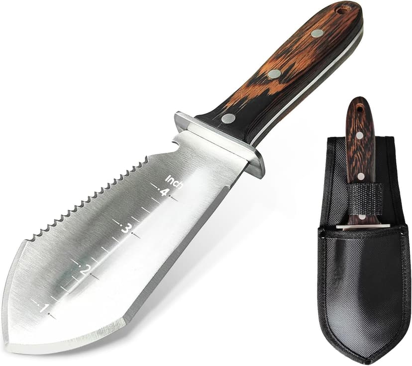 4-in-1 Hori Hori Garden Knife Heavy-Duty Small Gardening Trowel, for quick digging, cutting, weeding