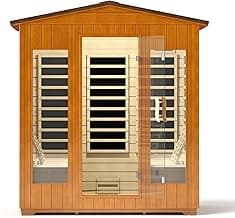 Real Relax Outdoor Infrared Sauna 4 Person for Home, Low EMF Far Infrared Sauna Spruce Wood Sauna with 10min Rapid preheating, Bluetooth, LCD Panel