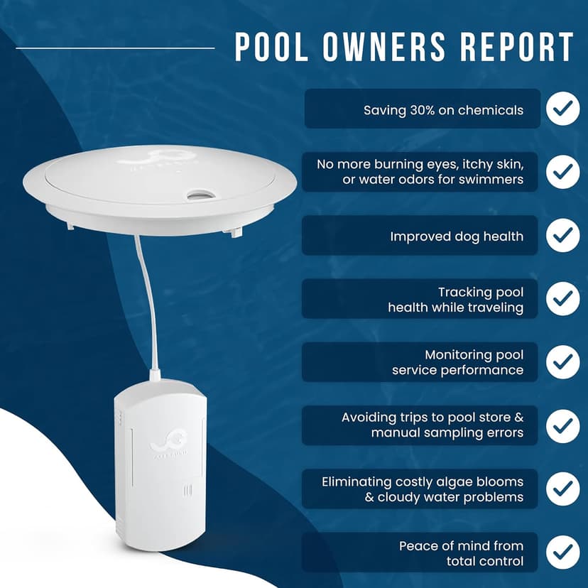 Waterguru - Sense S2 Smart Pool Monitor - Chlorine & pH Meter - CYA & Alkalinity Tester Pool Water Tester - Spa & Hot Tub Monitor - Includes WaterGuru Sense S2 C5 Cassette, Float Ring & More