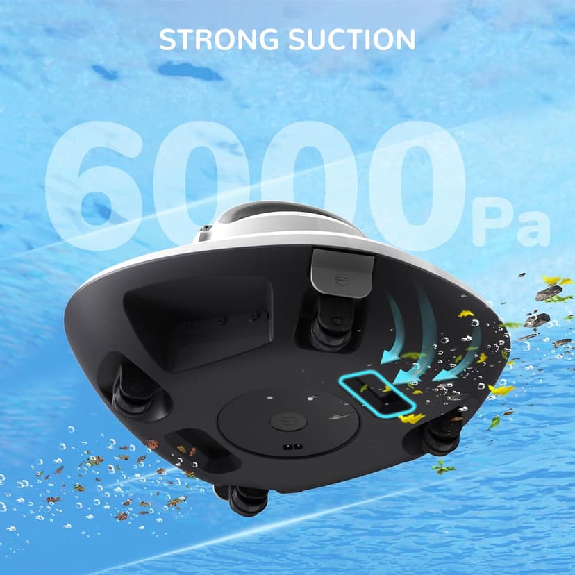 Pool Cleaner - Cordless Robotic Pool Vacuum for Above Ground & In-Ground Swimming Pool Automatic Water Cleaner with Top Handle, Robotic Underwater Cleaner with Filter（White3）