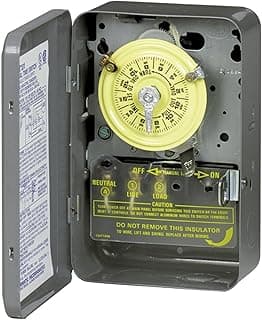 Intermatic T104 Electromechanical Timer Switch - Proven Durability, 40A Load Capacity, Versatile Scheduling, 1-12 Cycles Per Day - Manual Override, Tripper Included for Reliable Time-Based Control