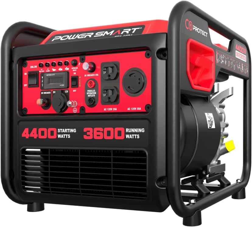 PowerSmart Portable Inverter Generator 4450W, Gas Powered, CO-Sensor, EPA Compliant, Lightweight & Quiet for Home Use and Emergency Backup, Camping