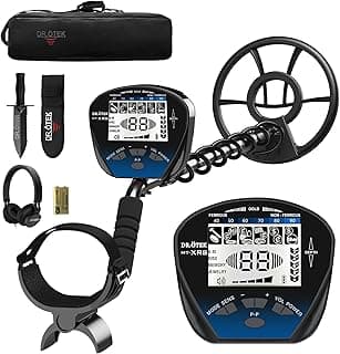 DR.ÖTEK Metal Detector for Adults Professional, Pinpoint Metal Detector Waterproof Gold and Silver, Higher Accuracy, Bigger LCD Display, Strong Memory Mode, 10" IP68 Coil, New Advanced DSP Chip, Blue