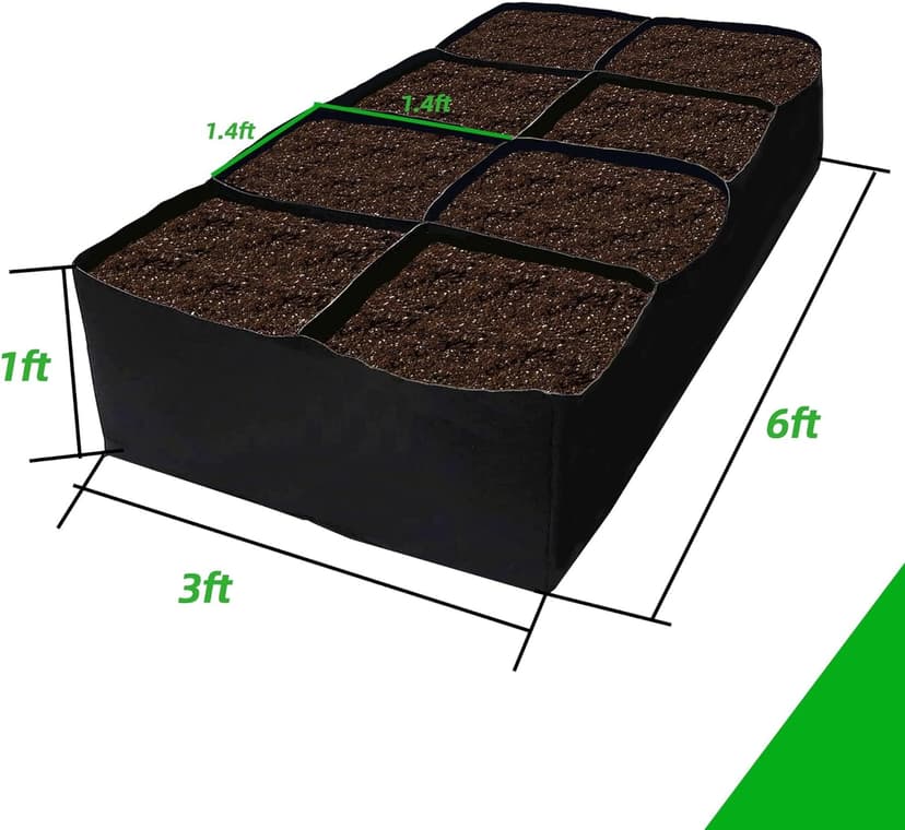 CJGQ Fabric Raised Garden Bed 6x3x1ft Garden Grow Bed Bags for Growing Herbs, Flowers and Vegetables 128 Gallon