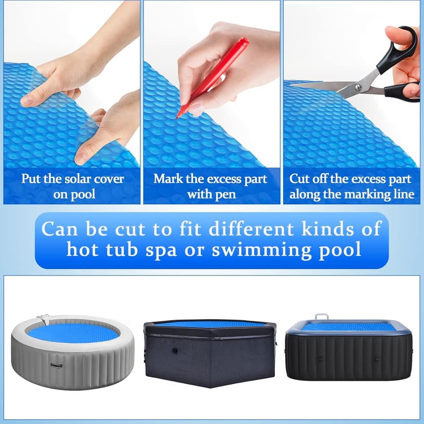 Solar Hot Tub Spa Bubble Cover Blanket for 6 7 Ft Round Inflatable Hot Tub Spa Pool Thermal Insulation Floating Bubble Wrap Covers Blankets(6 Ft)