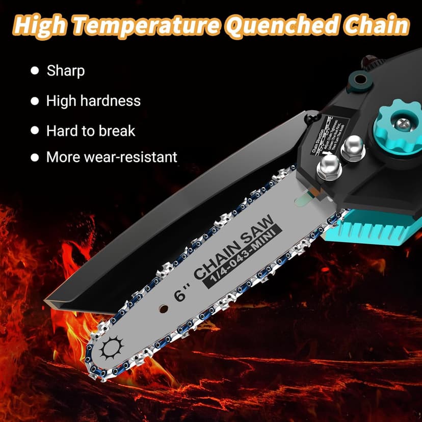 Mini Chainsaw Cordless, 8 inch & 6 inch Electric Chain Saw with 2 Pack Rechargeable Batteries, Battery Powered Handheld Saw for Trees Trimming Wood Cutting, Perfect Gardening Tools for Men Dad Husband