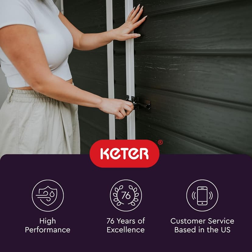 Keter Essential Shed 6x4 Resin Outdoor Storage Shed Ideal Storage for Patio Furniture, Garden Tools Bike Accessories, Beach Chairs and Lawn Mower, Black and White