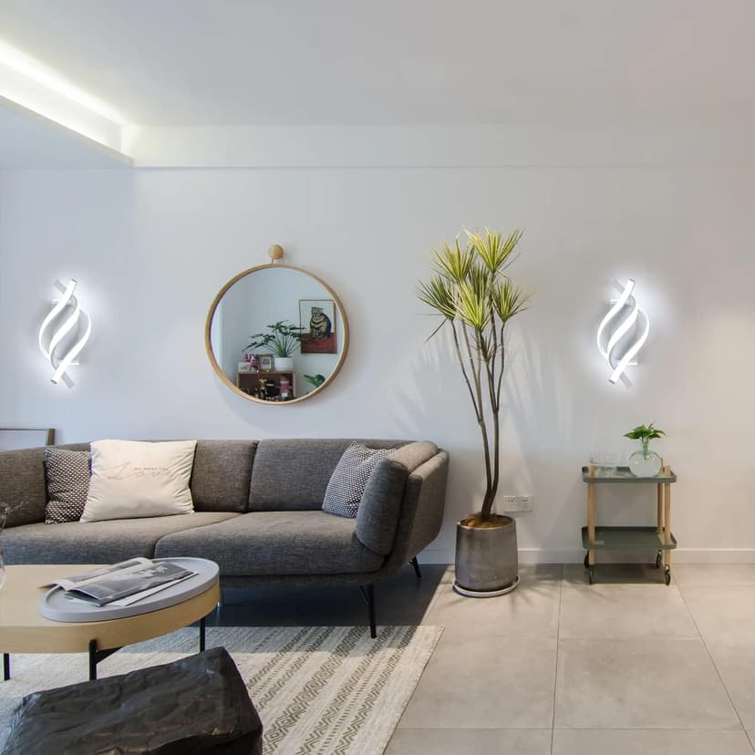 DELIPOP Wall Sconces, Spiral Modern LED Wall Sconce Lighting, 6500K Cool White Indoor Wall Light, Acrylic LED Wall Lamp for Bedroom, Bathroom, Living Room, Hallway, Balcony (White)