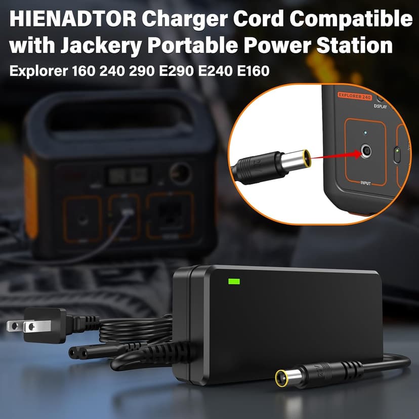 65W for Jackery 160 240 290 Charger Power Cord for Jackery Explorer 160 240 290 E290 E240 E160 & for Honda 290 200 Portable Power Station Solar Generator Power Adapter Supply Battery Charging Plug
