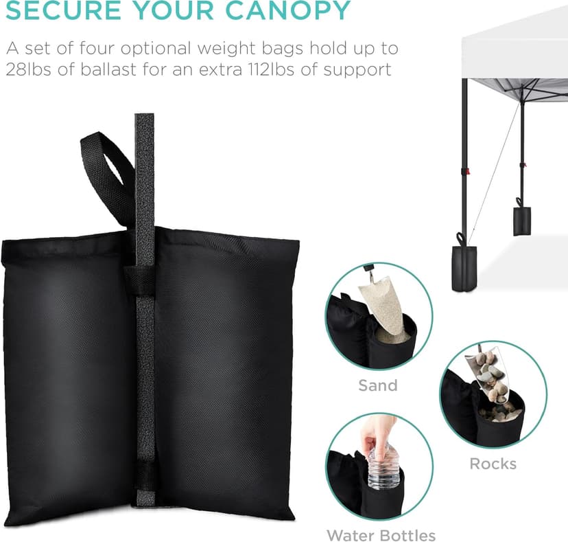 Best Choice Products 10x10ft 1-Person Setup Pop Up Canopy Tent Instant Portable Shelter w/ 1-Button Push, Case, 4 Weight Bags - White