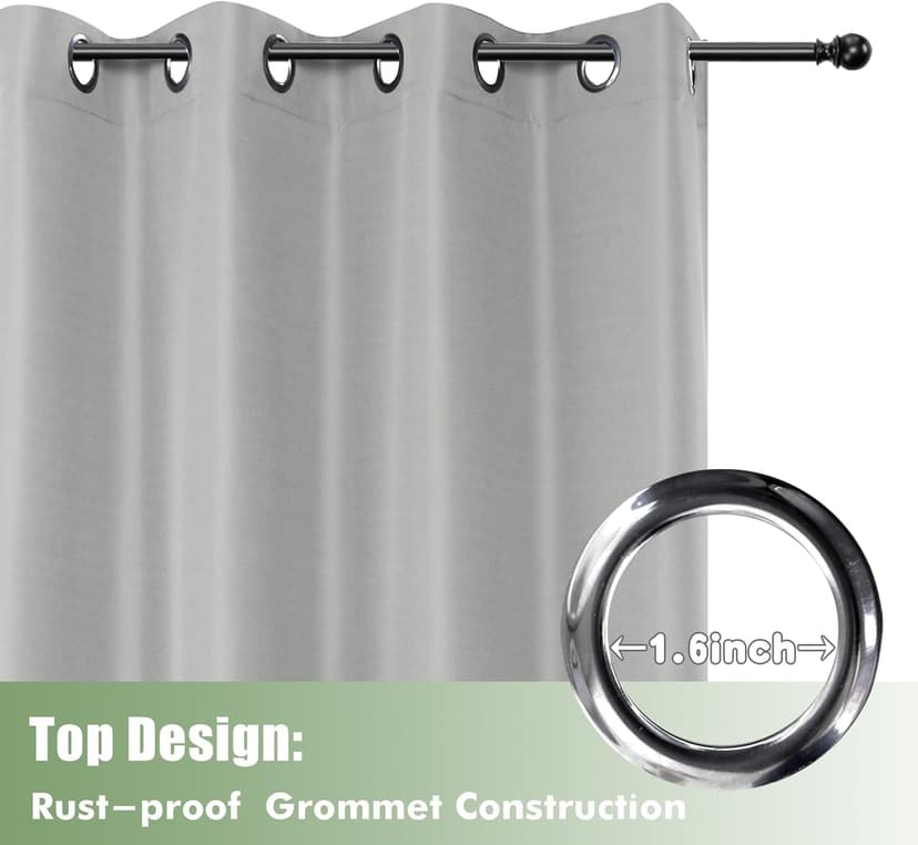 HolidayIdeas Outdoor Curtains for Patio Waterproof, 6 Panels - 54x84 Inches - Weatherproof Privacy Outsides Curtains for Cabana Porch Pergola, Sunlight & UV Blocking (Silver, Grommet Top)