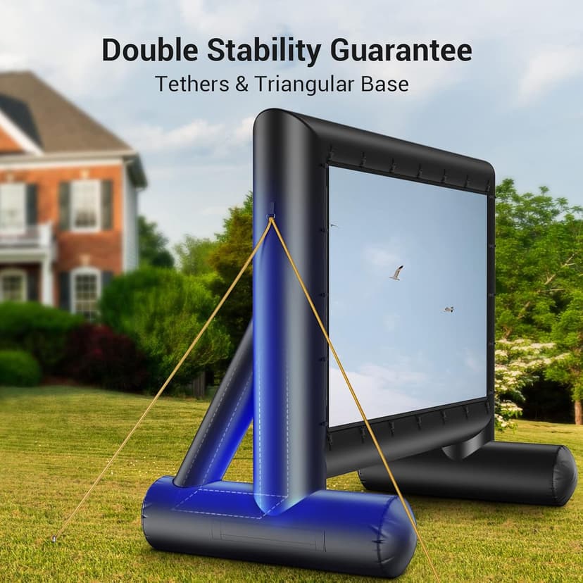 Amada 14 Feet Outdoor Inflatable Movie Screen, Projector Screen with Fast Low-Noise Air, Support Front Rear Projection for Backyard Movie Night, Home Theater, Theme Party, AMPJ04