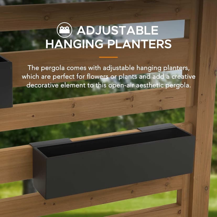 Sunjoy Wood Pergola 10 x 10.5 ft. Cedar Framed Pergolas with Adjustable Hanging Planters by SummerCove