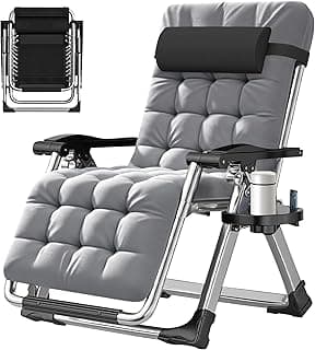 ABORON Zero Gravity Chair,Premium Outdoor Lawn Folding Lounge Chairs,Sturdy Adjustable Reclining Patio Chairs with Removable Cushion,Headrest & Tray