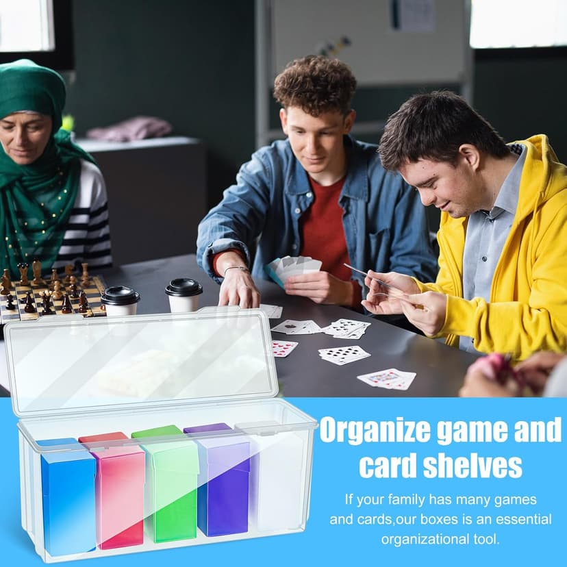 Amylove 6 Pcs Deck Card Boxes Set 5 Pcs Trading Storage Playing Card Box and a Storage Organizer Clear Case Holder Compatible with Mtg and Other TCG