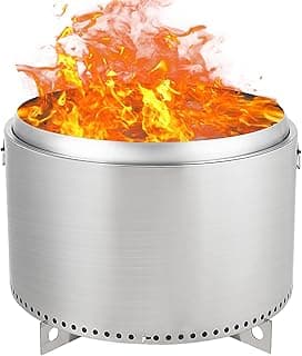 27" Smokeless Fire Pit with Air Switch, Wood Burning Portable Stainless Steel Outdoor Firepit with Removable Stand & Stove Hook, Ash Pan, for Camping Backyard Patio Picnic, H: 20 in, 35 lbs