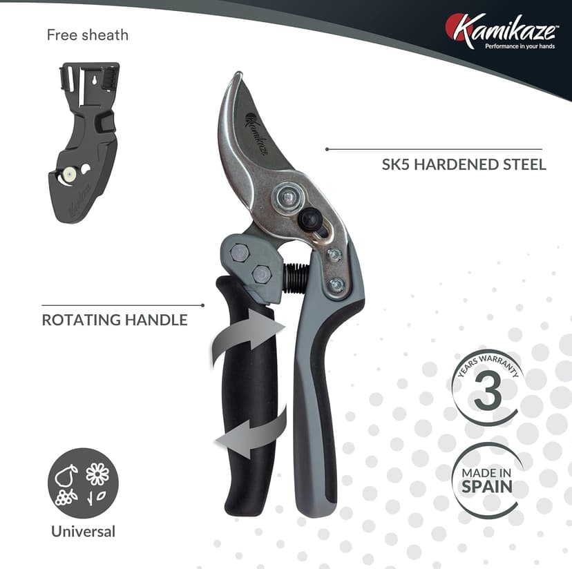 Heavy-Duty Professional Pruning Shears for Gardening, Featuring Ergonomic Rotating Handle to Reduce Hand Fatigue, SK5 High-Carbon Steel Blade, Cuts Branches Up to 0.8 Inch, Garden Clippers Shears