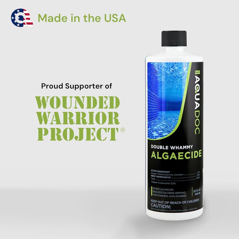 Copper Pool Algaecide for Swimming Pool - 90 Day Algaecide for Inground Pool to Prevent and Remove Pool Algae - Super Algaecide for Pool Opening - AquaDoc 32oz