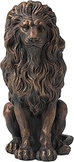 Glitzhome Guardian Sitting Lion Statue Regal Indoor and Outdoor Garden Sculpture for Home Entrance Porch and Yard, 20.5in Tall, Bronze