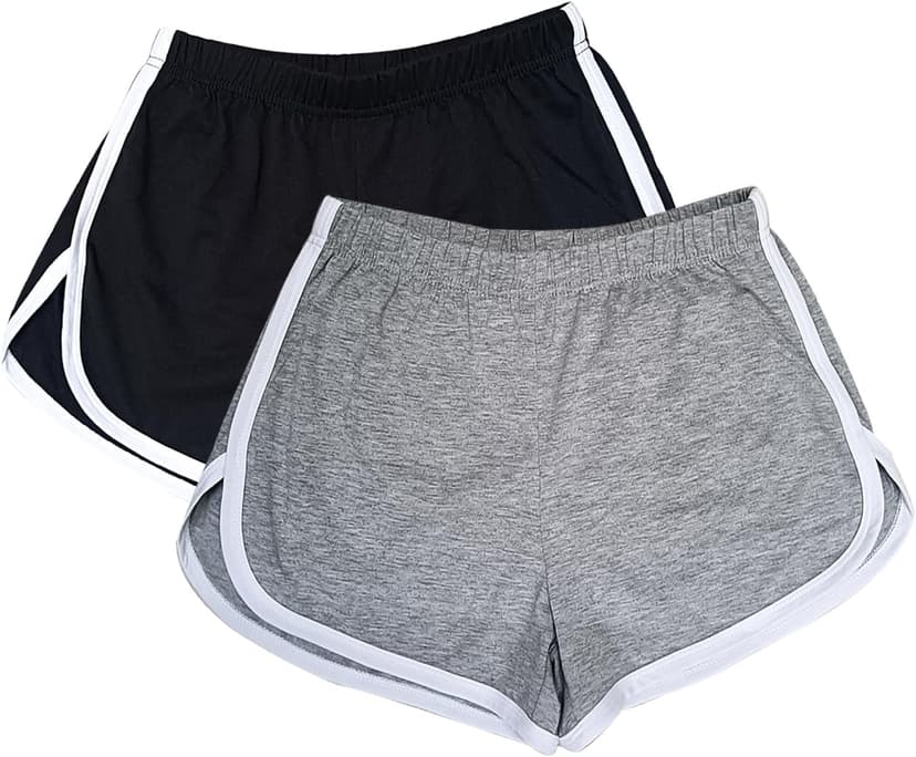 Cameway 2 Pack Women Cotton Running Athletic Shorts Gym Yoga Summer Active Dance Shorts Pants