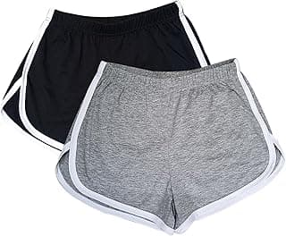 Cameway 2 Pack Women Cotton Running Athletic Shorts Gym Yoga Summer Active Dance Shorts Pants