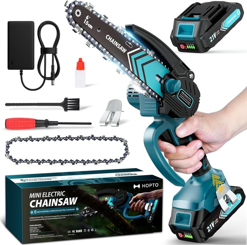 6 Inch Mini Chainsaw Cordless, Portable Electric Chainsaw, for Wood Cutting, Tree Trimming, Courtyard, Household, and Garden
